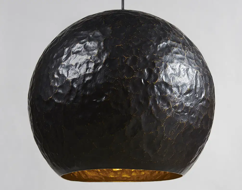 Плафон сферический медный черный с чеканкой 45 см