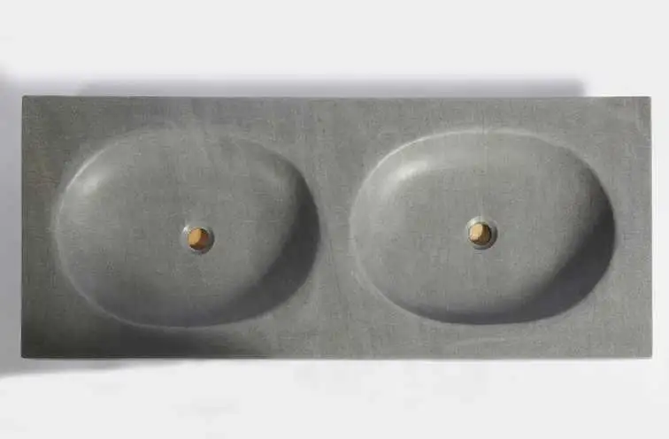 раковина двойная из речного камня 120х50х9