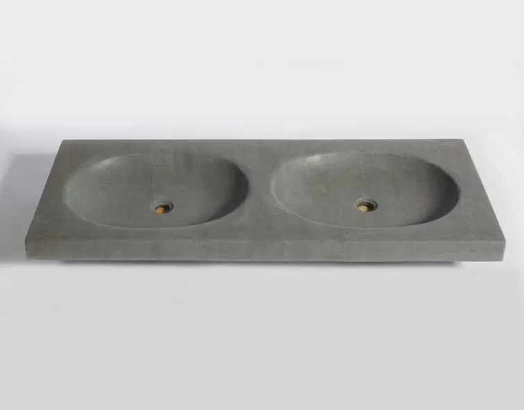 раковина двойная из речного камня 120х50х9