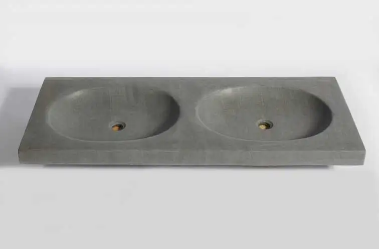 раковина двойная из речного камня 120х50х9