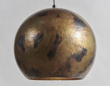 Плафон сферический латунный золотистый натуральная поверхность 40 см