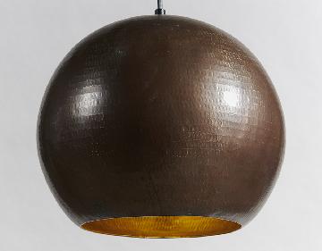 Плафон сферический медный коричневый с чеканкой 25 см