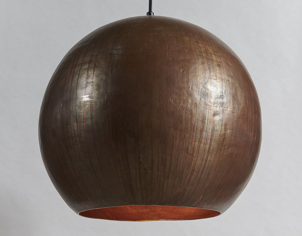 Плафон сферический медный коричневый натуральное патинирование 45 см