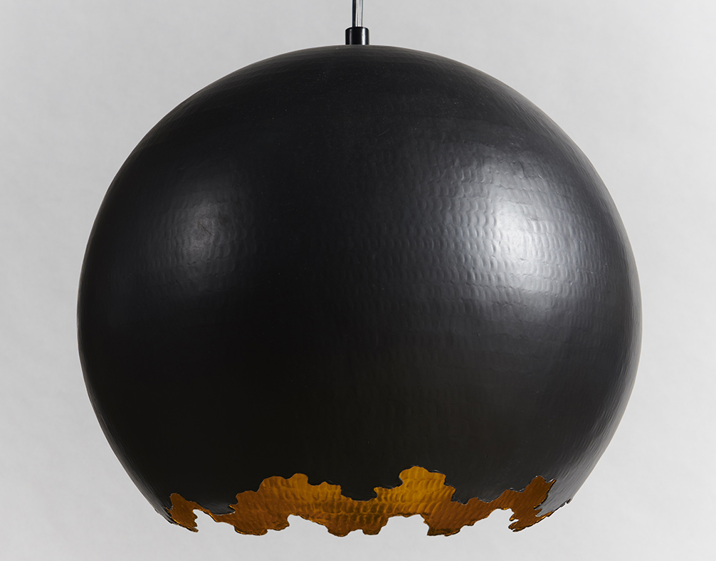 Плафон сферический латунный черный неровный край 45 см