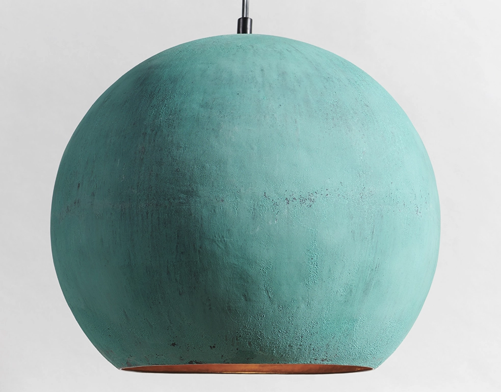 Плафон сферический медный натуральная окись 40 см