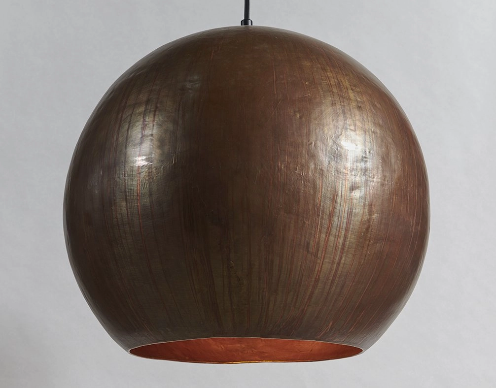 Плафон сферический медный коричневый натуральное патинирование 35 см