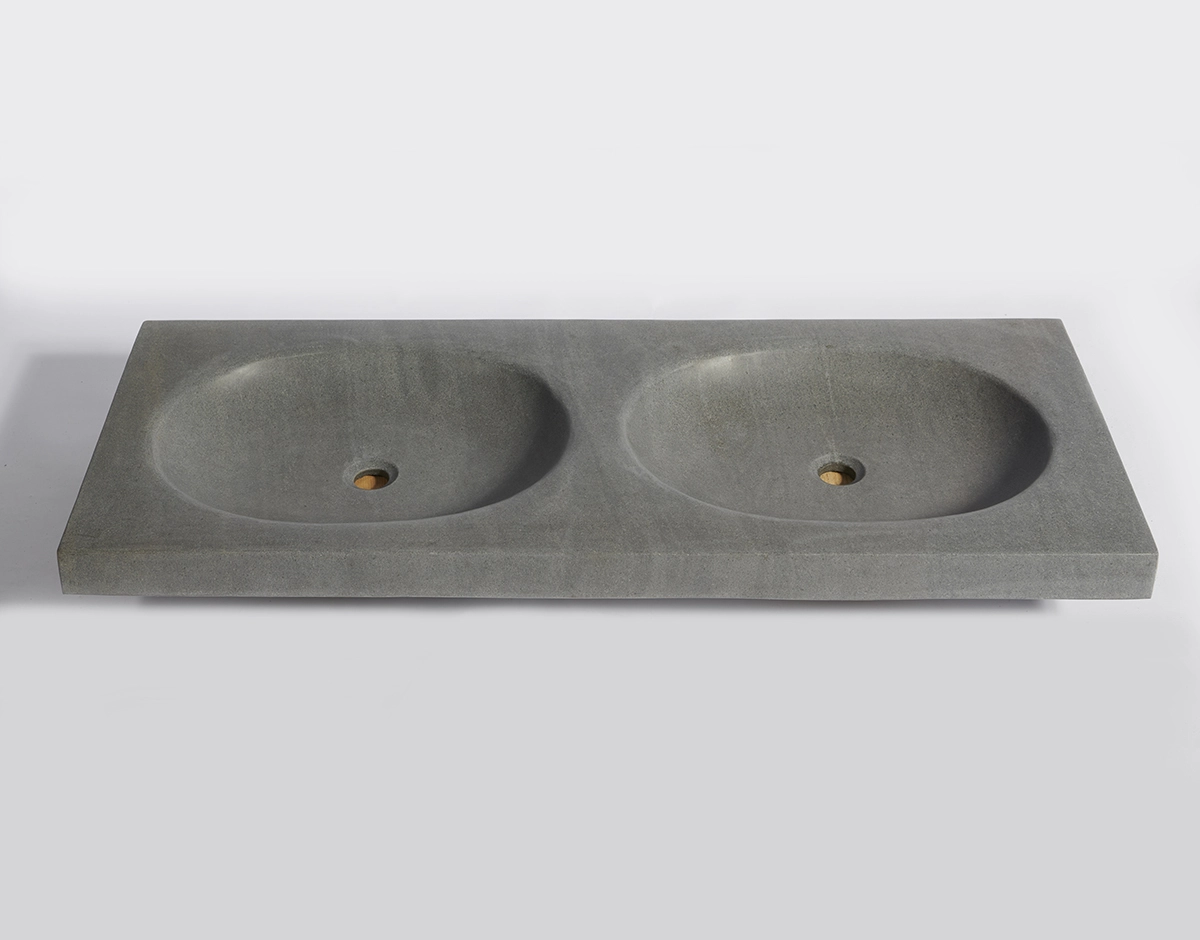 раковина двойная из речного камня 120х50х9