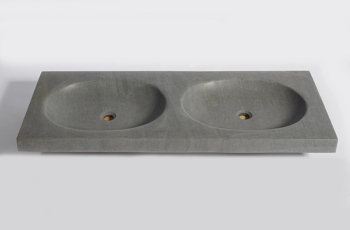 раковина двойная из речного камня 120х50х9